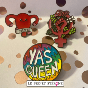Trio d'épinglettes féministes